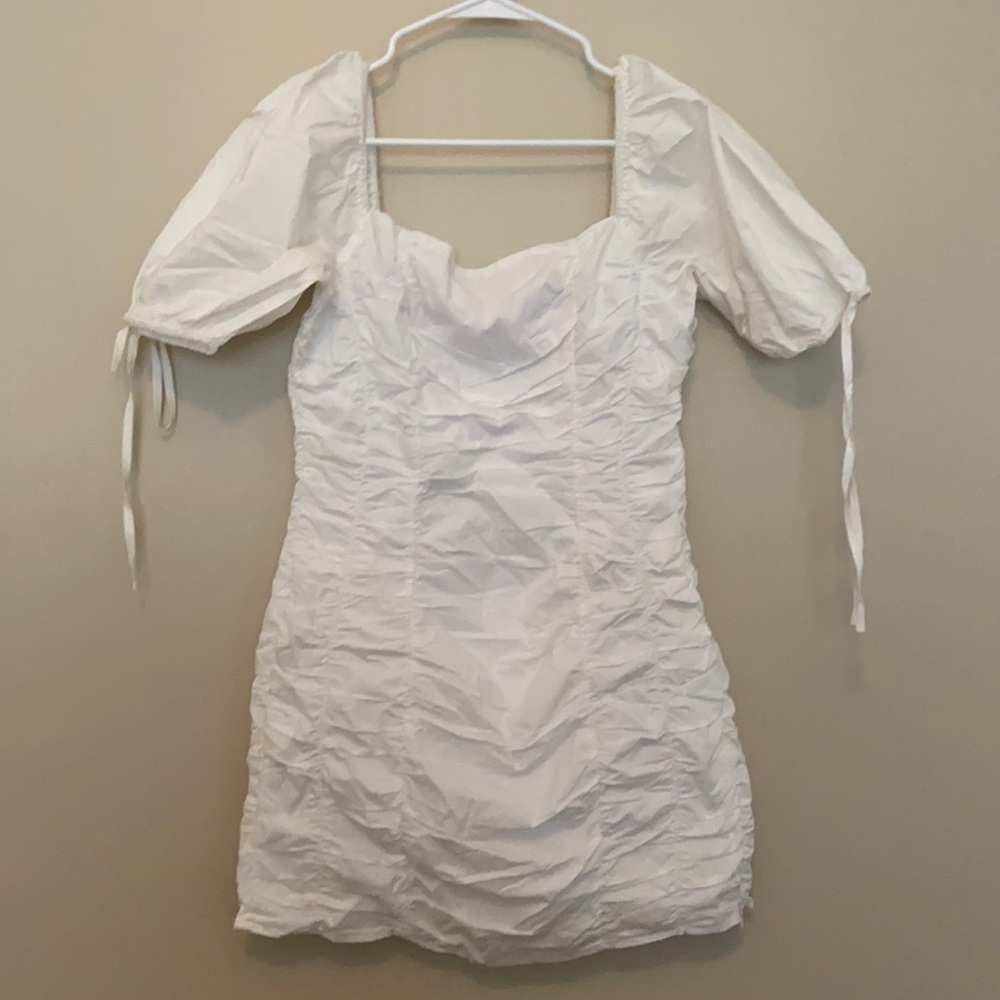 Endless Rose White Ruched Mini Dress